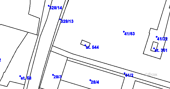 Parcela st. 41/67 v KÚ Ořech, Katastrální mapa