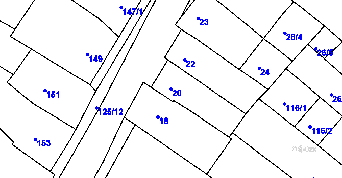 Parcela st. 20 v KÚ Ořechov, Katastrální mapa
