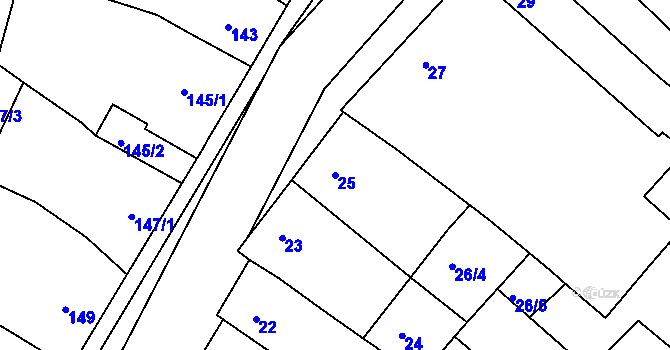 Parcela st. 25 v KÚ Ořechov, Katastrální mapa