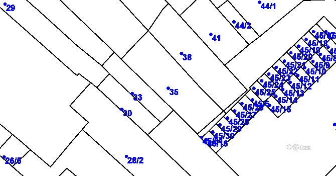 Parcela st. 35 v KÚ Ořechov, Katastrální mapa