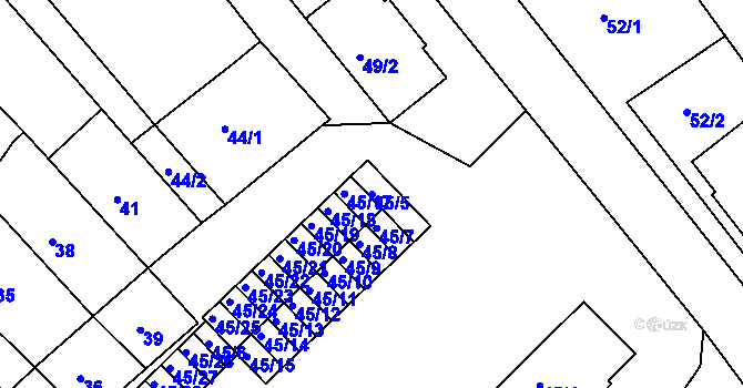 Parcela st. 45/5 v KÚ Ořechov, Katastrální mapa