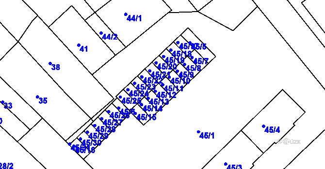 Parcela st. 45/11 v KÚ Ořechov, Katastrální mapa