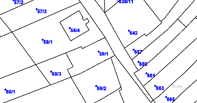 Parcela st. 59/1 v KÚ Ořechov, Katastrální mapa