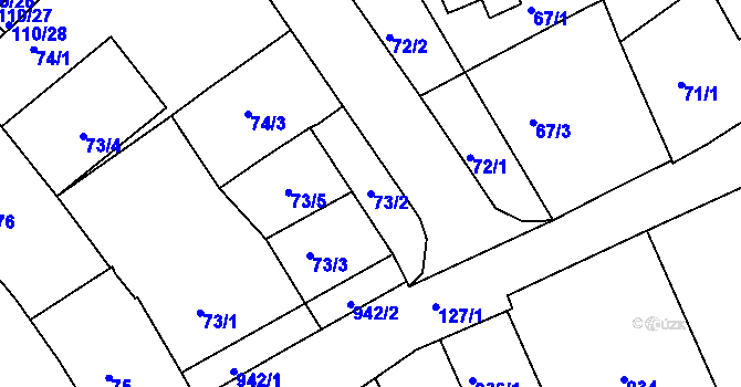 Parcela st. 73/2 v KÚ Ořechov, Katastrální mapa
