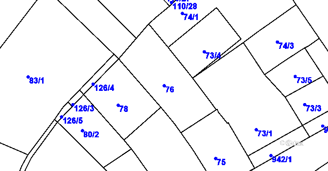 Parcela st. 76 v KÚ Ořechov, Katastrální mapa