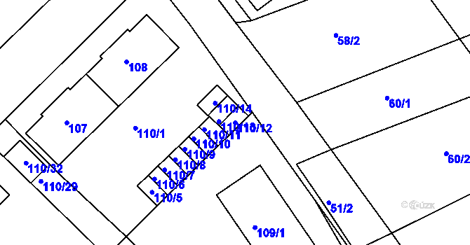 Parcela st. 110/12 v KÚ Ořechov, Katastrální mapa
