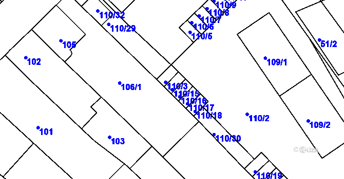 Parcela st. 110/15 v KÚ Ořechov, Katastrální mapa