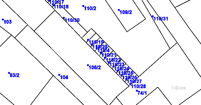 Parcela st. 110/21 v KÚ Ořechov, Katastrální mapa