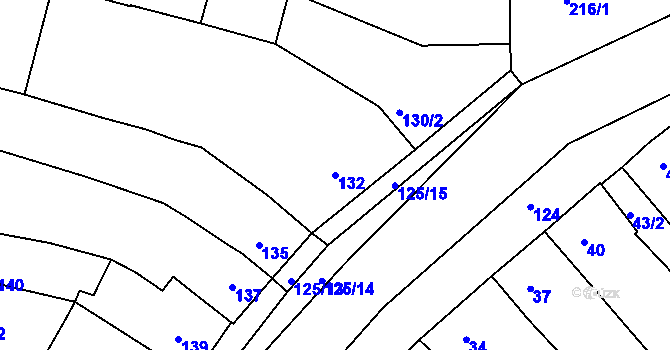 Parcela st. 132 v KÚ Ořechov, Katastrální mapa