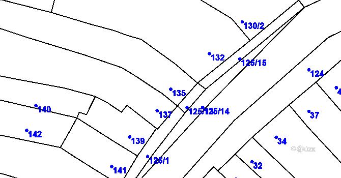 Parcela st. 135 v KÚ Ořechov, Katastrální mapa