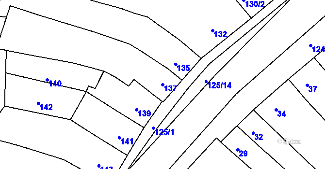 Parcela st. 137 v KÚ Ořechov, Katastrální mapa