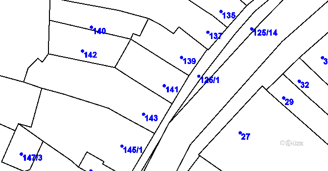 Parcela st. 141 v KÚ Ořechov, Katastrální mapa