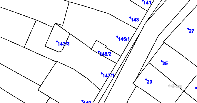 Parcela st. 145/2 v KÚ Ořechov, Katastrální mapa