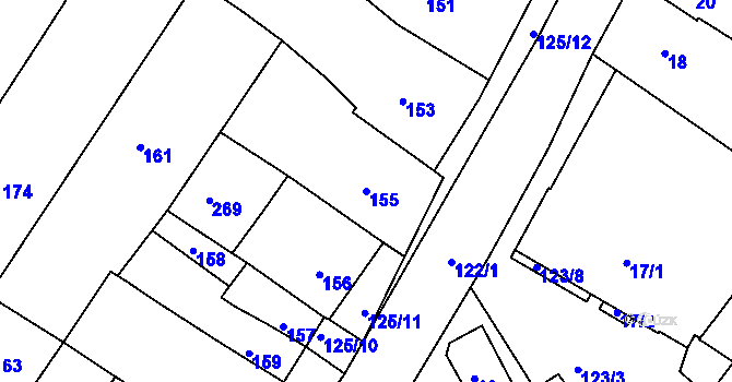 Parcela st. 155 v KÚ Ořechov, Katastrální mapa