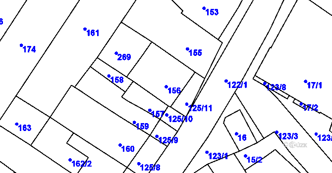 Parcela st. 156 v KÚ Ořechov, Katastrální mapa