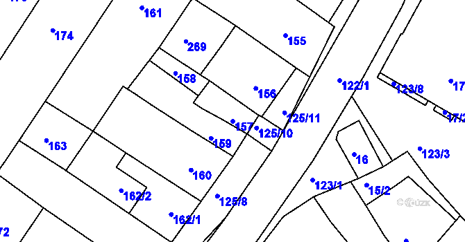 Parcela st. 157 v KÚ Ořechov, Katastrální mapa