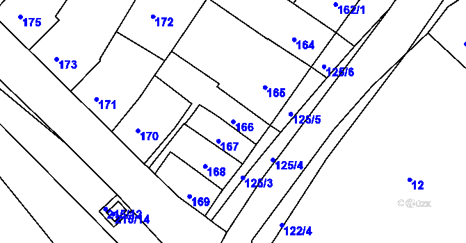 Parcela st. 166 v KÚ Ořechov, Katastrální mapa