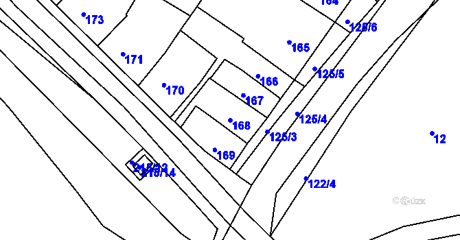 Parcela st. 168 v KÚ Ořechov, Katastrální mapa