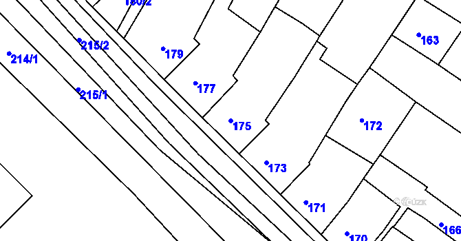 Parcela st. 175 v KÚ Ořechov, Katastrální mapa