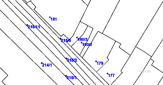 Parcela st. 180/2 v KÚ Ořechov, Katastrální mapa