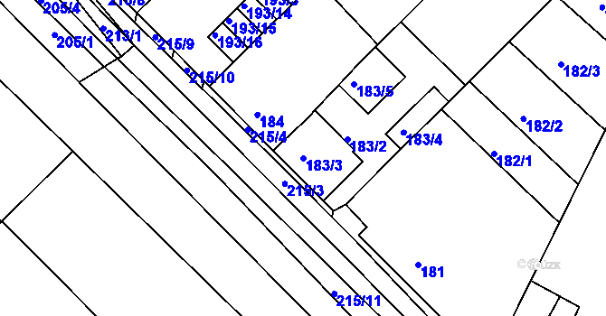 Parcela st. 183/3 v KÚ Ořechov, Katastrální mapa
