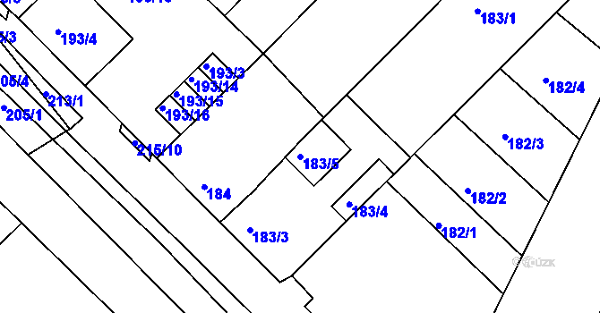 Parcela st. 183/5 v KÚ Ořechov, Katastrální mapa