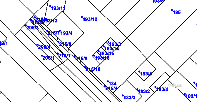 Parcela st. 193/15 v KÚ Ořechov, Katastrální mapa