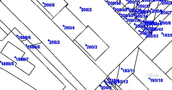 Parcela st. 200/3 v KÚ Ořechov, Katastrální mapa