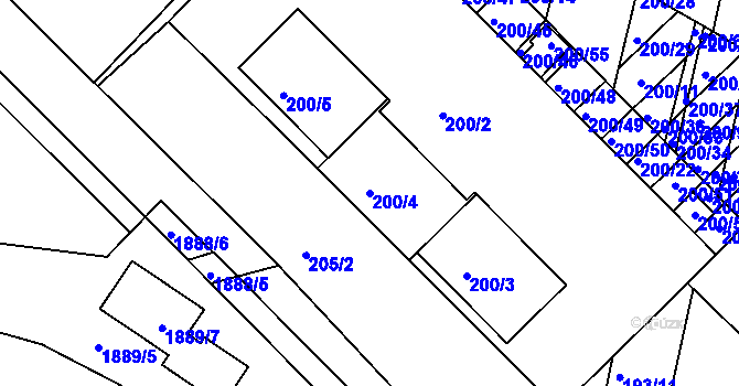 Parcela st. 200/4 v KÚ Ořechov, Katastrální mapa