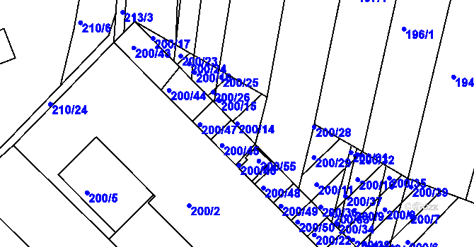 Parcela st. 200/14 v KÚ Ořechov, Katastrální mapa