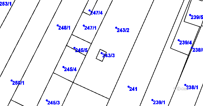 Parcela st. 243/3 v KÚ Ořechov, Katastrální mapa