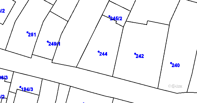 Parcela st. 244 v KÚ Ořechov, Katastrální mapa