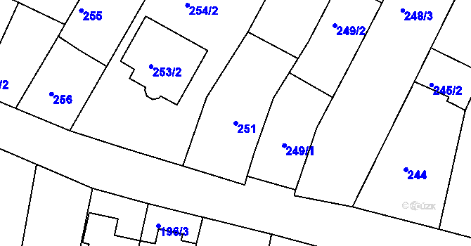 Parcela st. 251 v KÚ Ořechov, Katastrální mapa