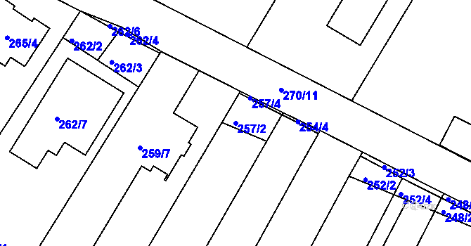 Parcela st. 257/2 v KÚ Ořechov, Katastrální mapa