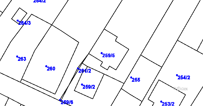Parcela st. 259/5 v KÚ Ořechov, Katastrální mapa