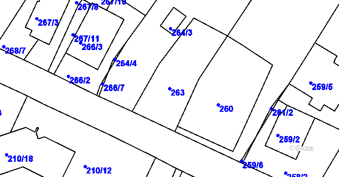 Parcela st. 263 v KÚ Ořechov, Katastrální mapa