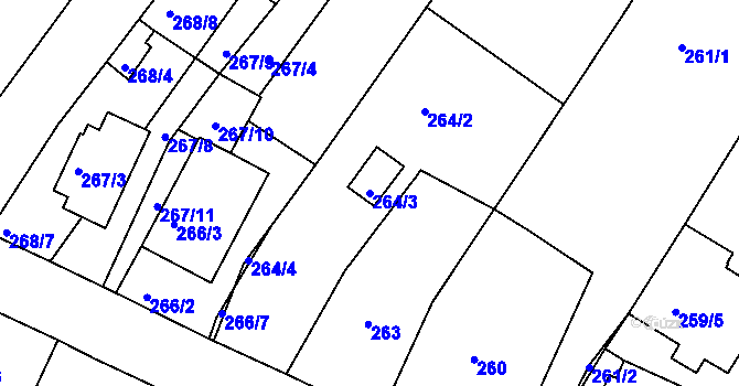 Parcela st. 264/3 v KÚ Ořechov, Katastrální mapa