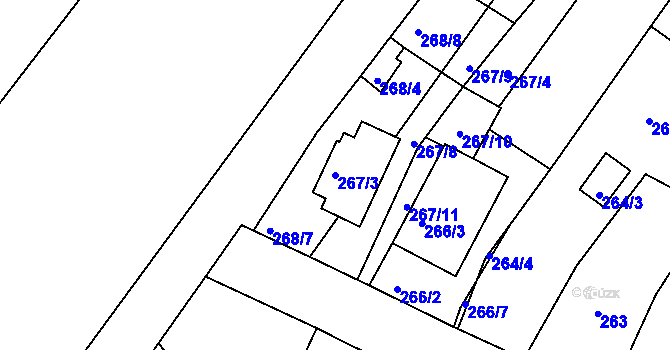 Parcela st. 267/3 v KÚ Ořechov, Katastrální mapa