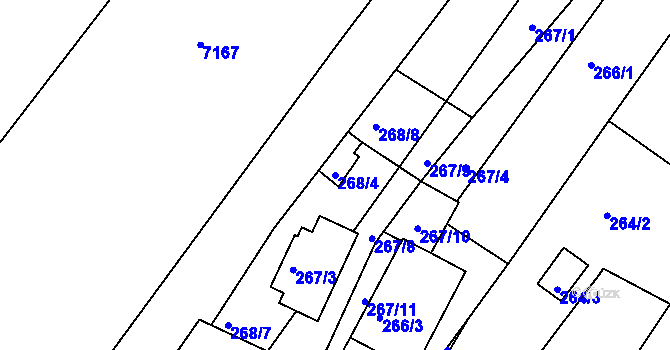 Parcela st. 268/4 v KÚ Ořechov, Katastrální mapa