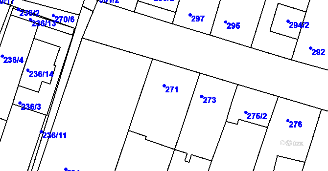 Parcela st. 271 v KÚ Ořechov, Katastrální mapa