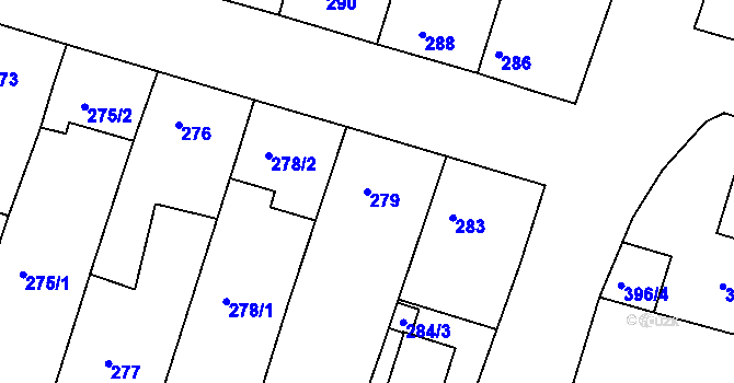 Parcela st. 279 v KÚ Ořechov, Katastrální mapa