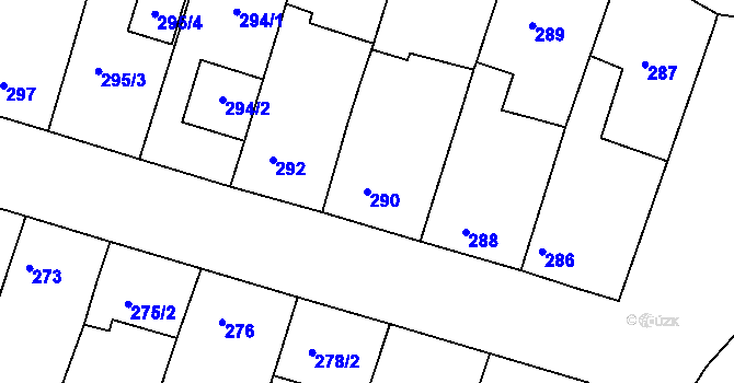 Parcela st. 290 v KÚ Ořechov, Katastrální mapa