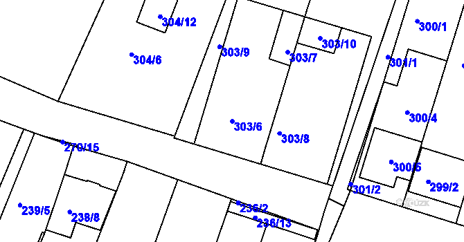 Parcela st. 303/6 v KÚ Ořechov, Katastrální mapa