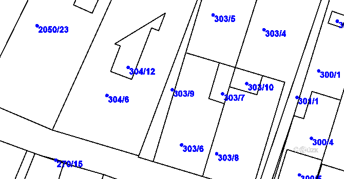 Parcela st. 303/9 v KÚ Ořechov, Katastrální mapa