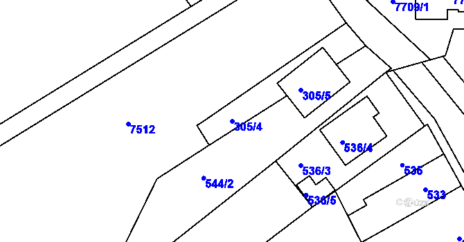 Parcela st. 305/4 v KÚ Ořechov, Katastrální mapa