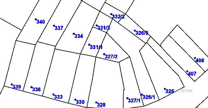 Parcela st. 327/2 v KÚ Ořechov, Katastrální mapa