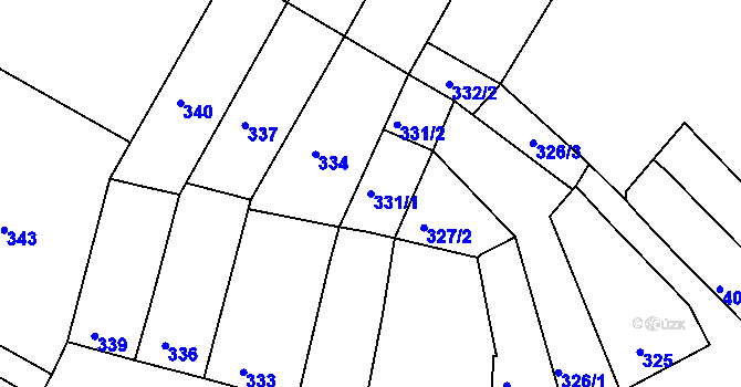 Parcela st. 331/1 v KÚ Ořechov, Katastrální mapa
