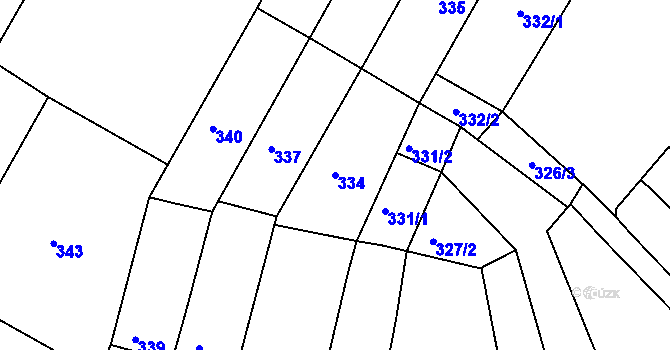 Parcela st. 334 v KÚ Ořechov, Katastrální mapa