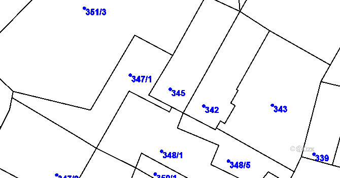 Parcela st. 345 v KÚ Ořechov, Katastrální mapa