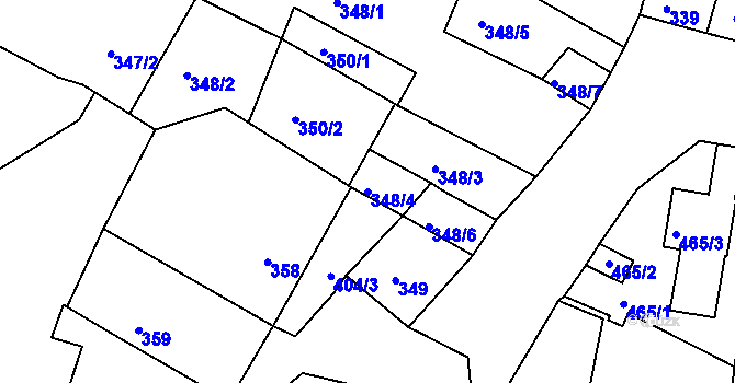 Parcela st. 348/4 v KÚ Ořechov, Katastrální mapa